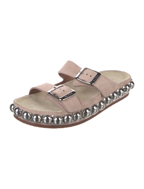 Alaïa Suede Studded Accents Slides