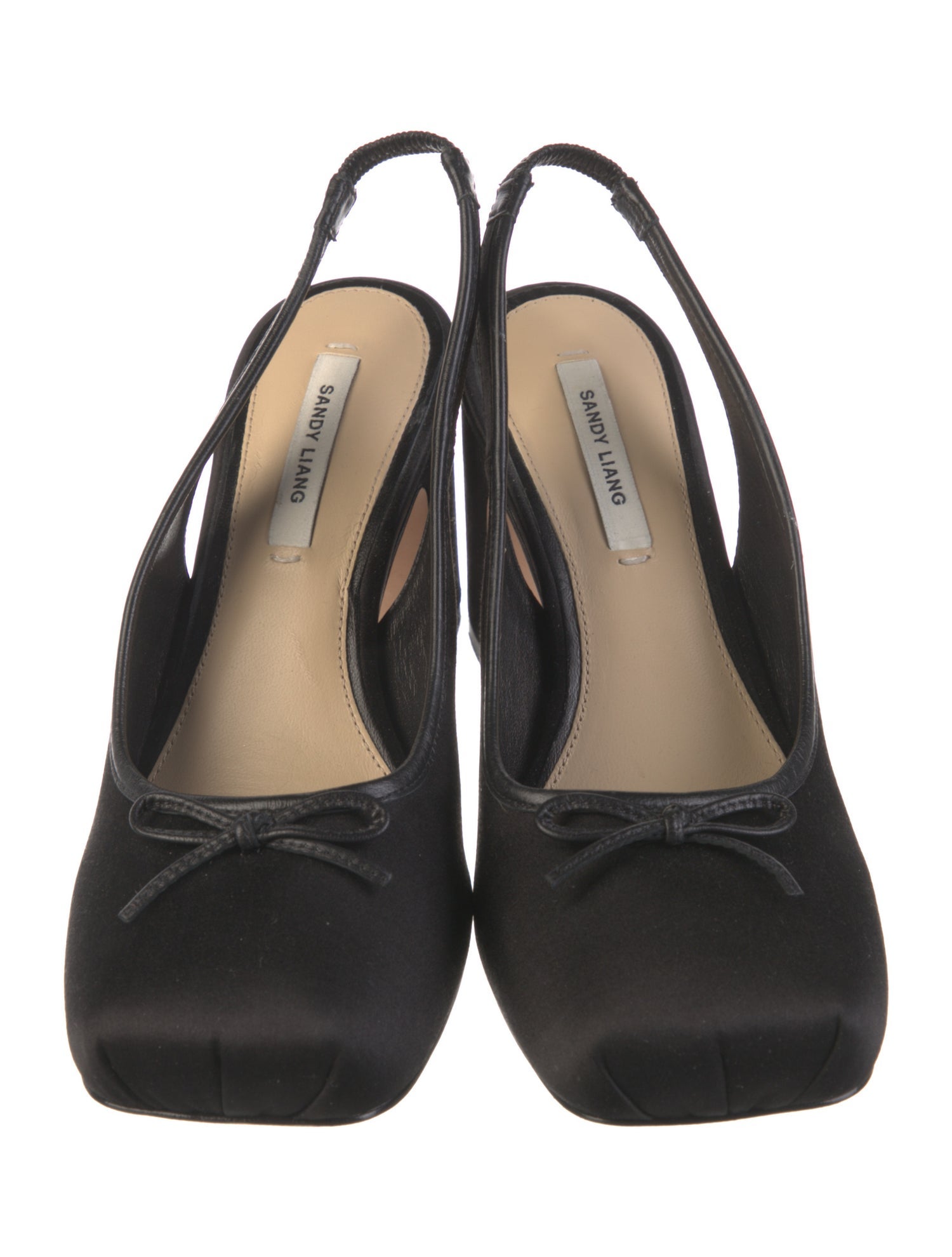 Sandy Liang Satin Bow Accents Slingback Pumps