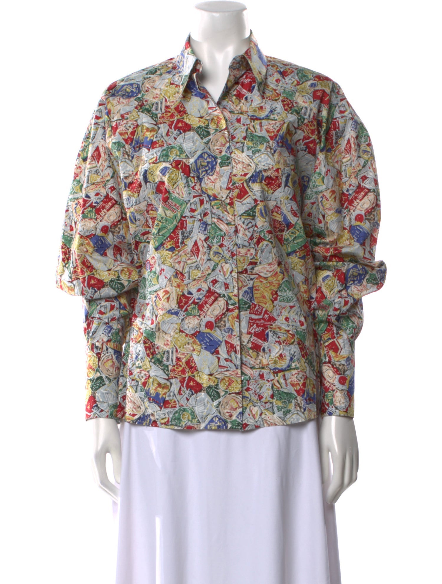 Alaïa Printed Long Sleeve Button-Up Top