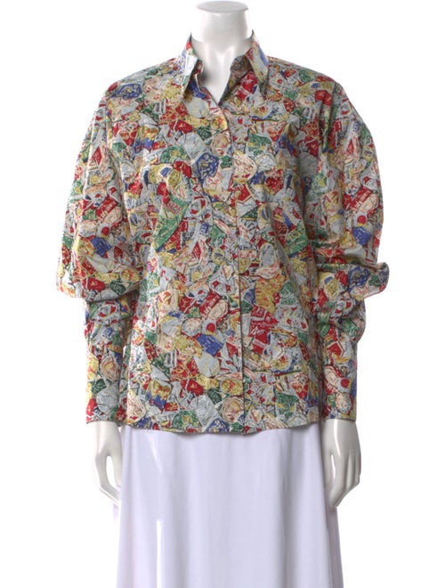 Alaïa Printed Long Sleeve Button-Up Top
