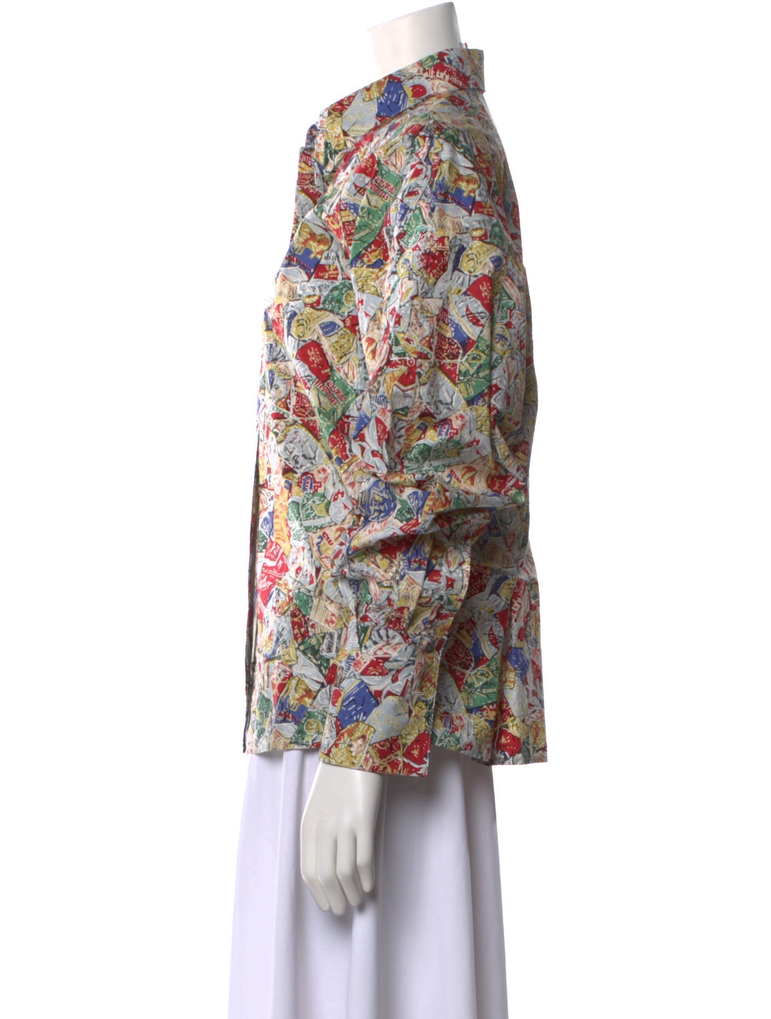 Alaïa Printed Long Sleeve Button-Up Top