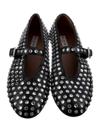 Alaïa Leather Printed Mary Jane Flats