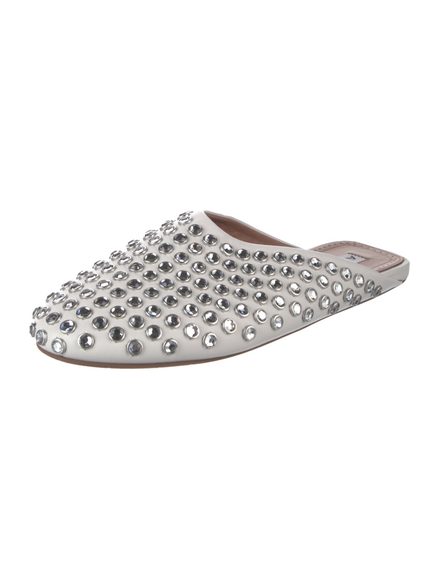 Alaïa Leather Crystal Embellishments Mules