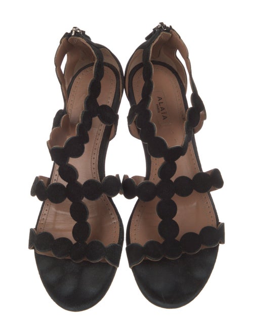 Alaïa Suede Scalloped Accent Gladiator Sandals