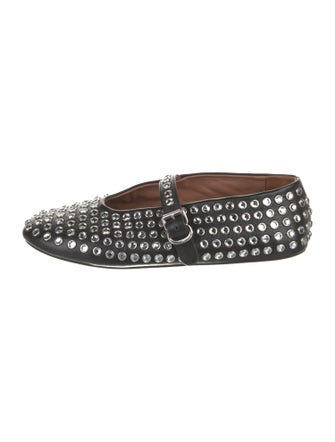Alaïa Leather Crystal Embellishments Ballet Flats