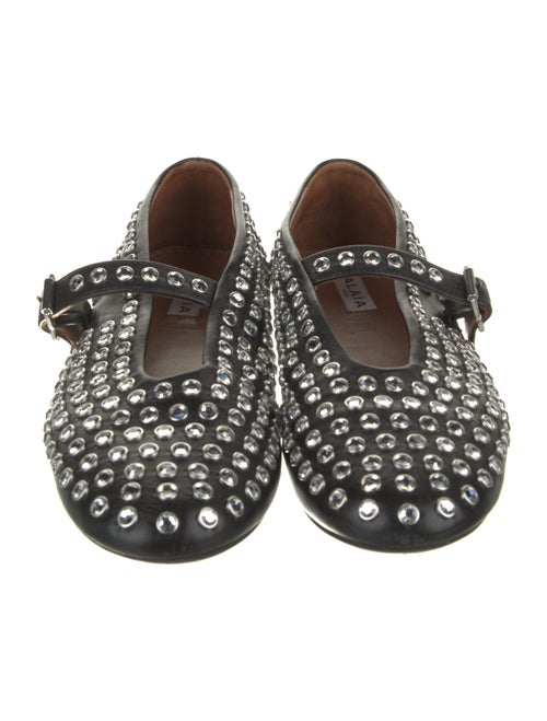Alaïa Leather Crystal Embellishments Ballet Flats