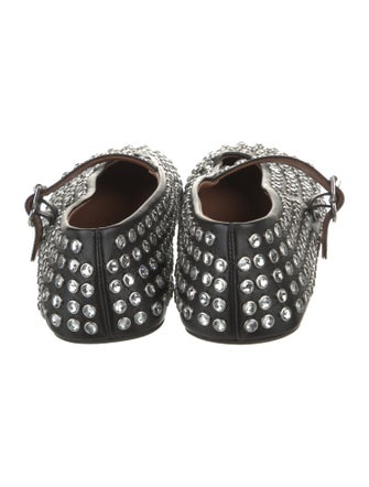 Alaïa Leather Crystal Embellishments Ballet Flats
