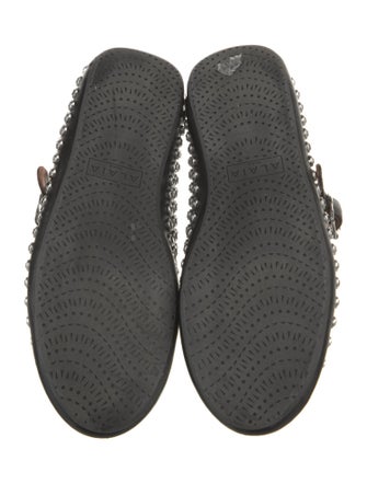 Alaïa Leather Crystal Embellishments Ballet Flats