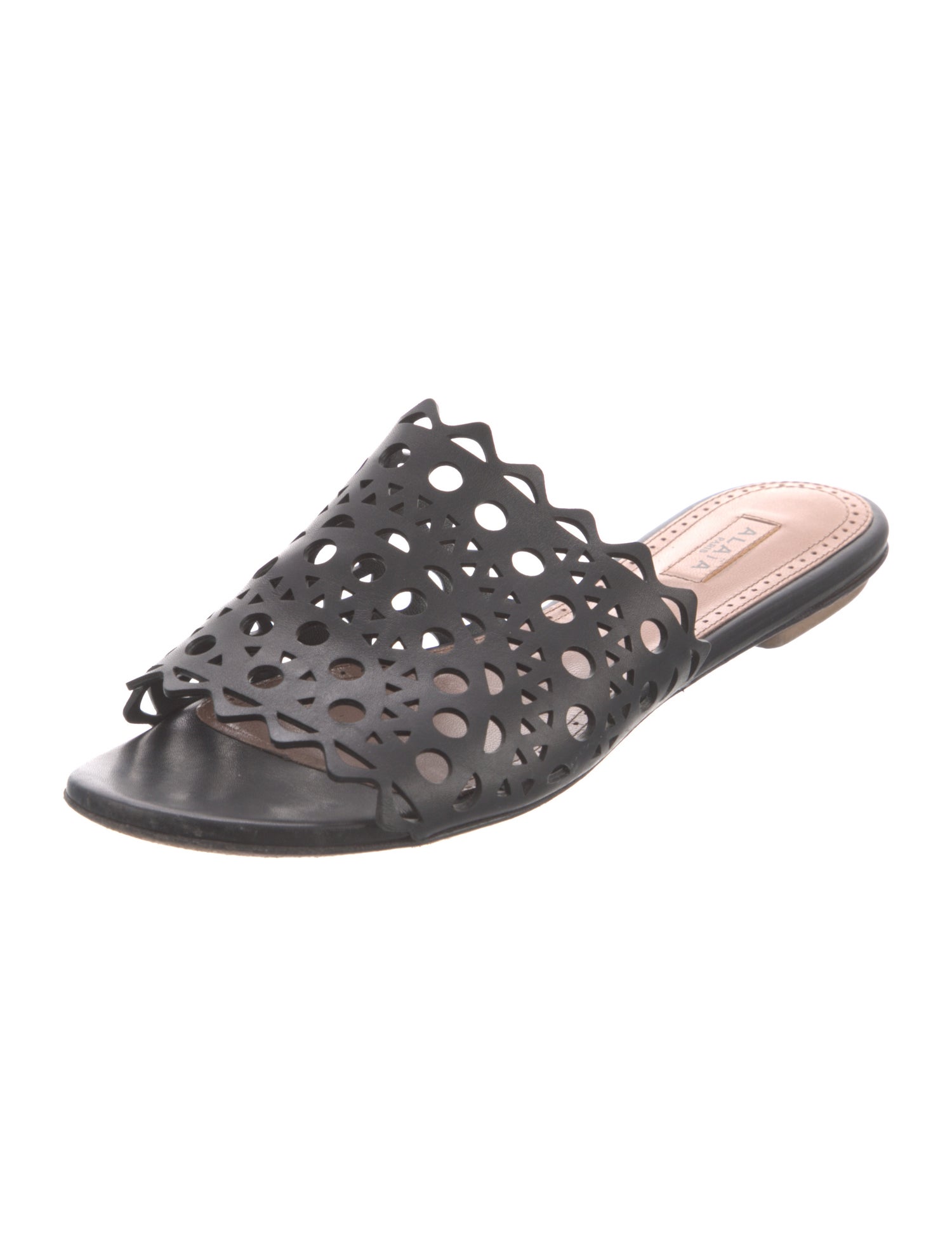 Alaïa Leather Lasercut Accents Slides