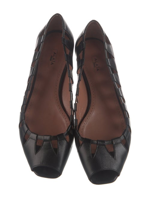 Alaïa Leather Cutout Accent Ballet Flats