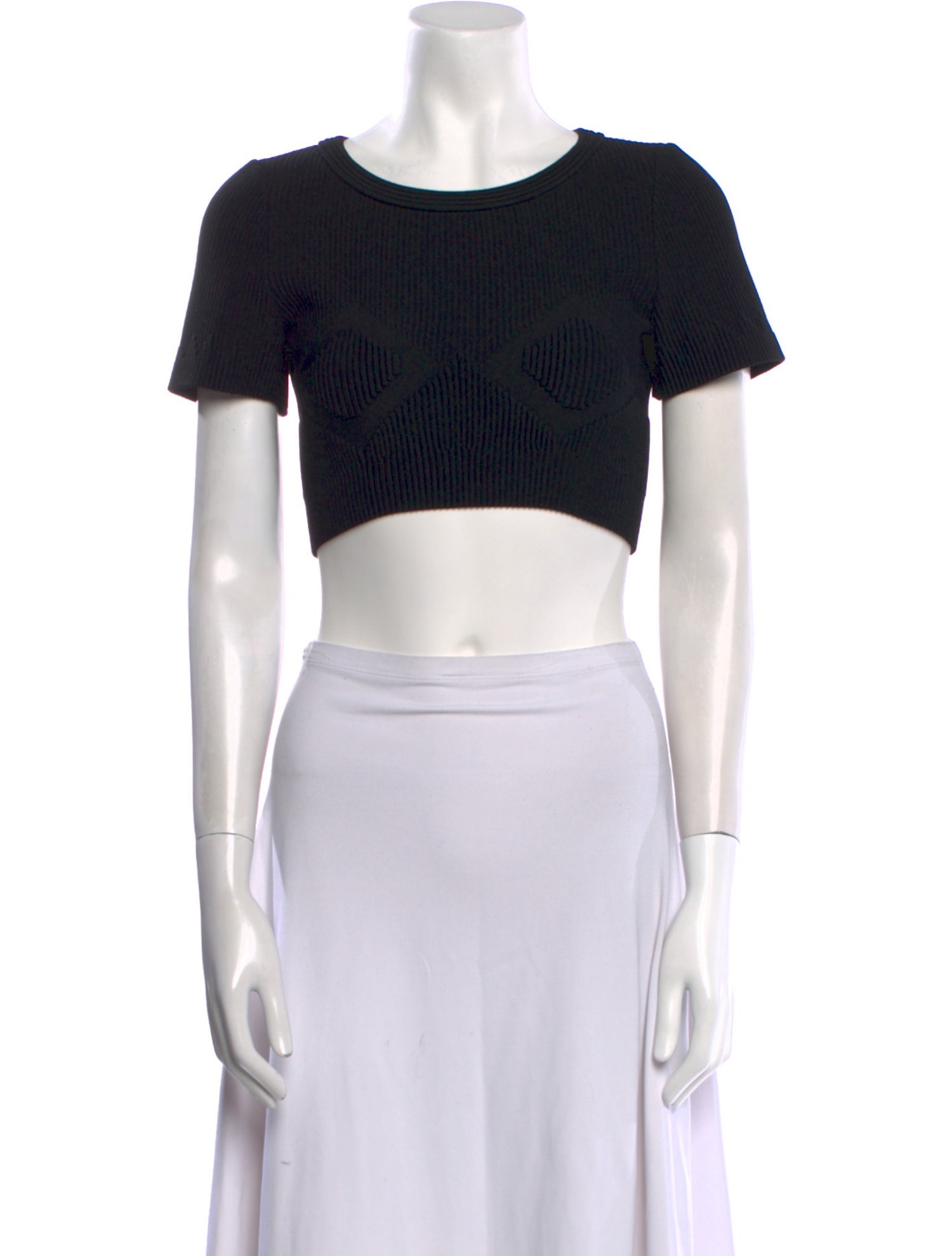 Alaïa Scoop Neck Short Sleeve Crop Top