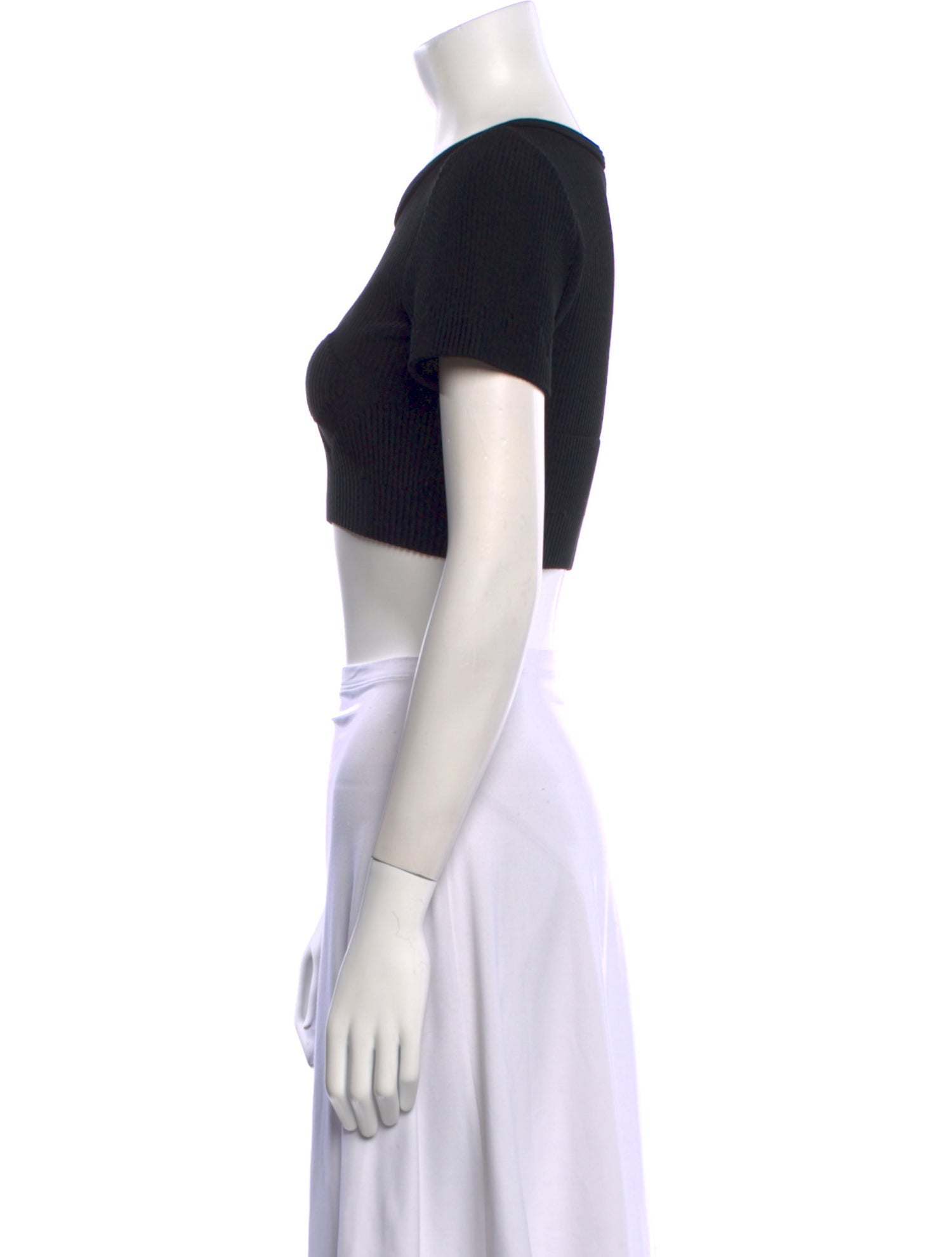 Alaïa Scoop Neck Short Sleeve Crop Top