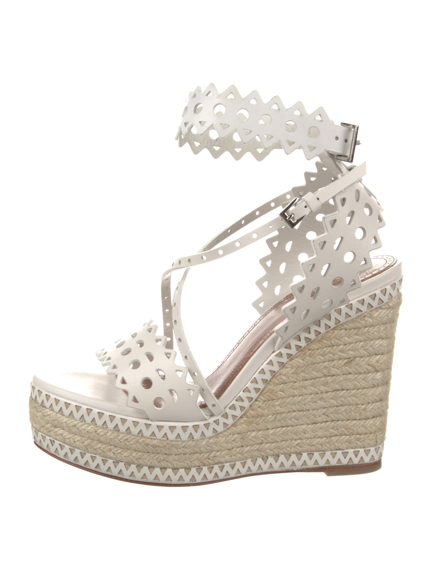 Alaïa Leather Lasercut Accents Espadrilles