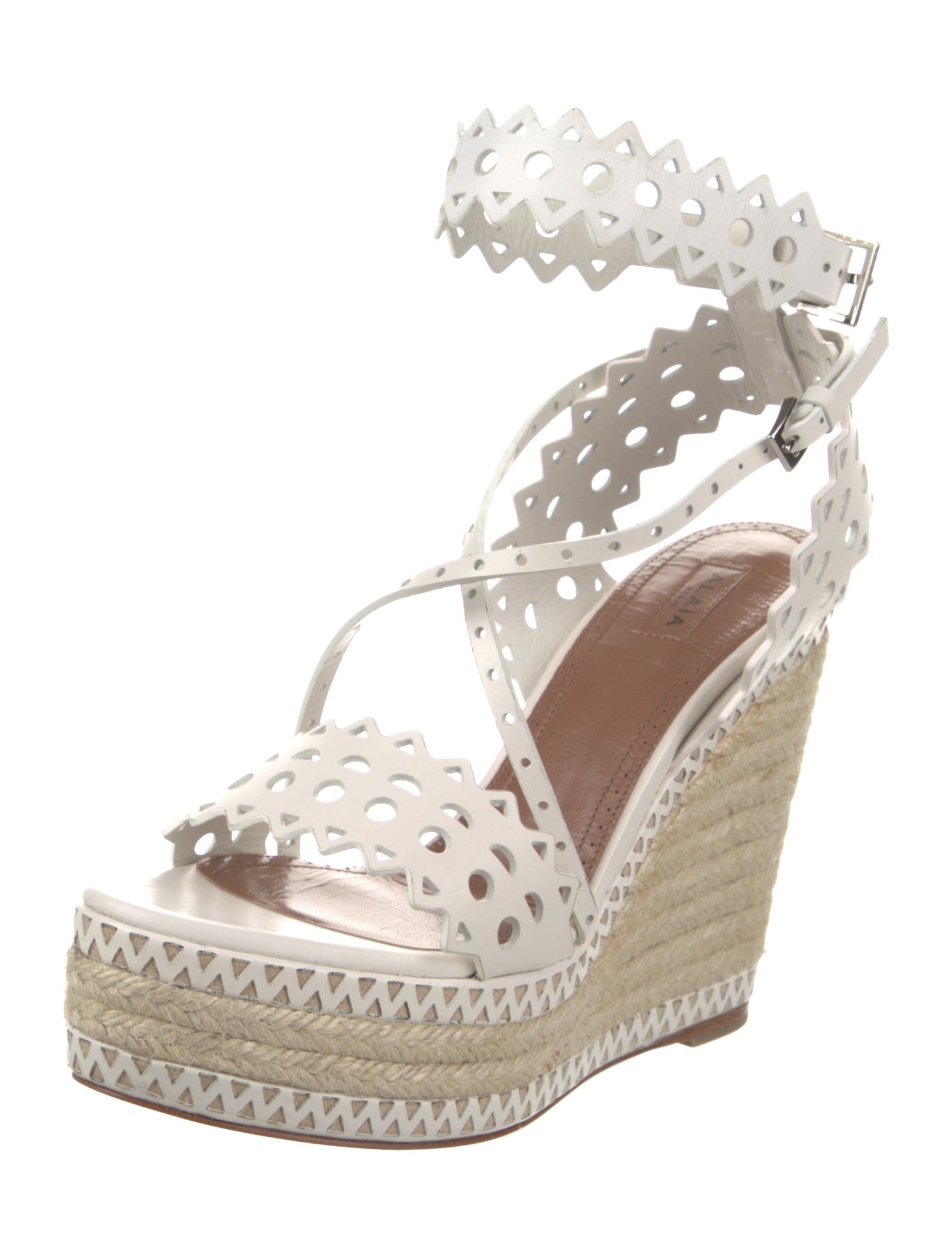 Alaïa Leather Lasercut Accents Espadrilles