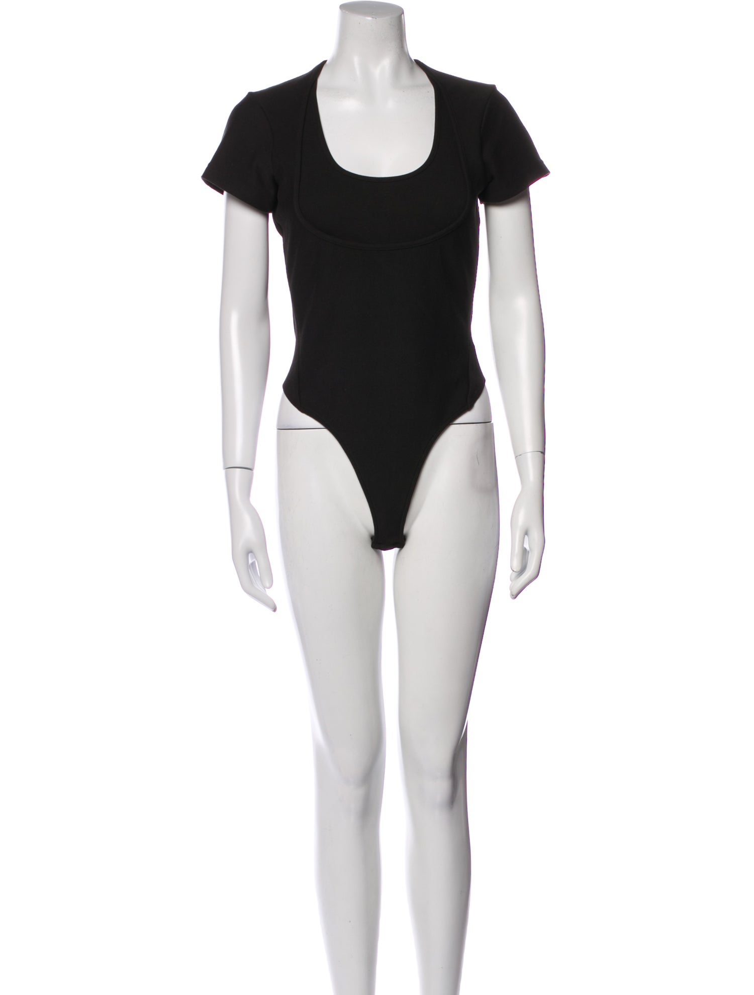 Alaïa Square Neckline Short Sleeve Bodysuit