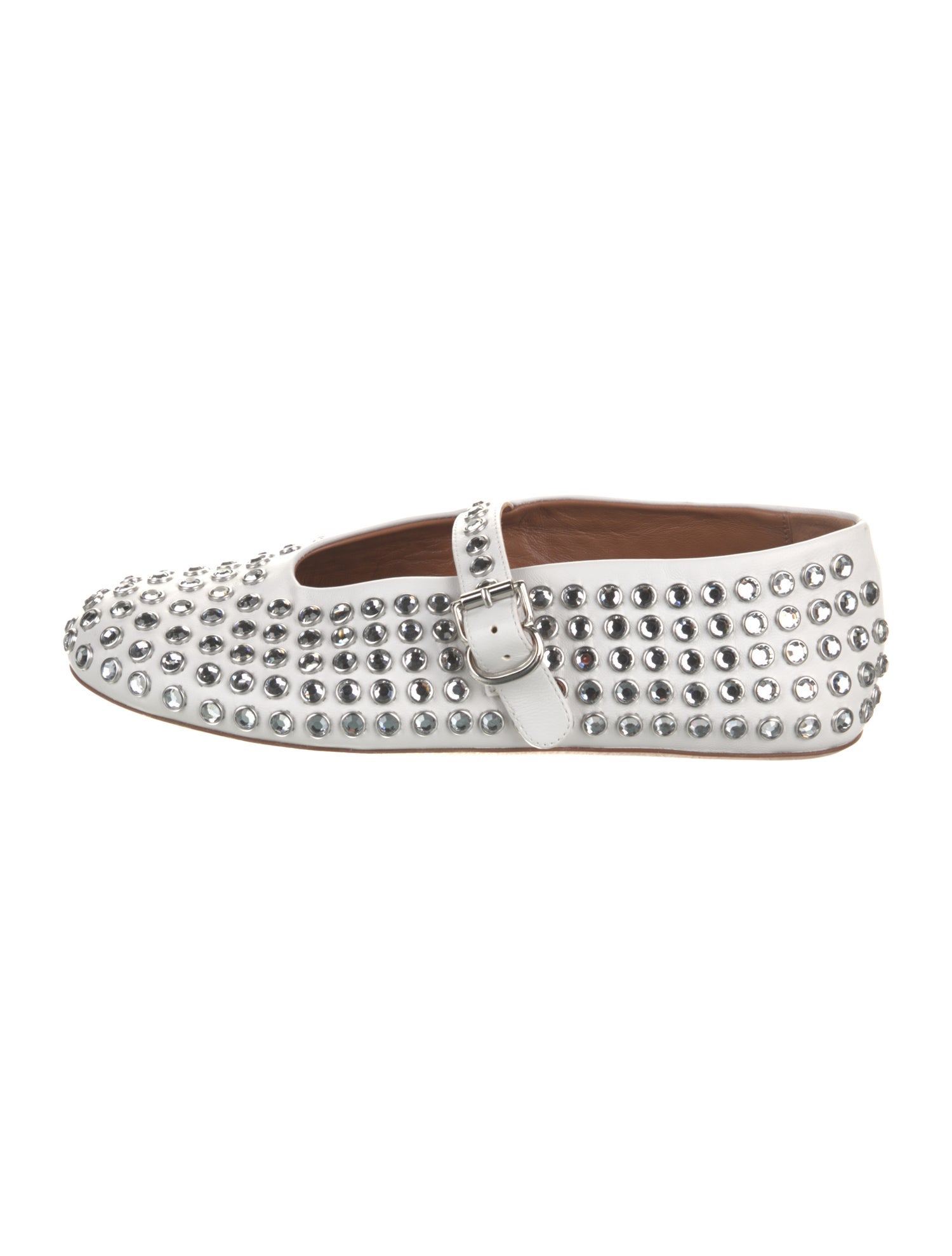 Alaïa Leather Crystal Embellishments Mary Jane Flats