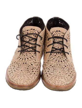 Alaïa Suede Lasercut Accents Lace-Up Boots
