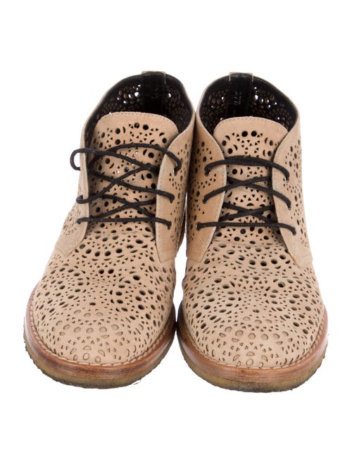 Alaïa Suede Lasercut Accents Lace-Up Boots