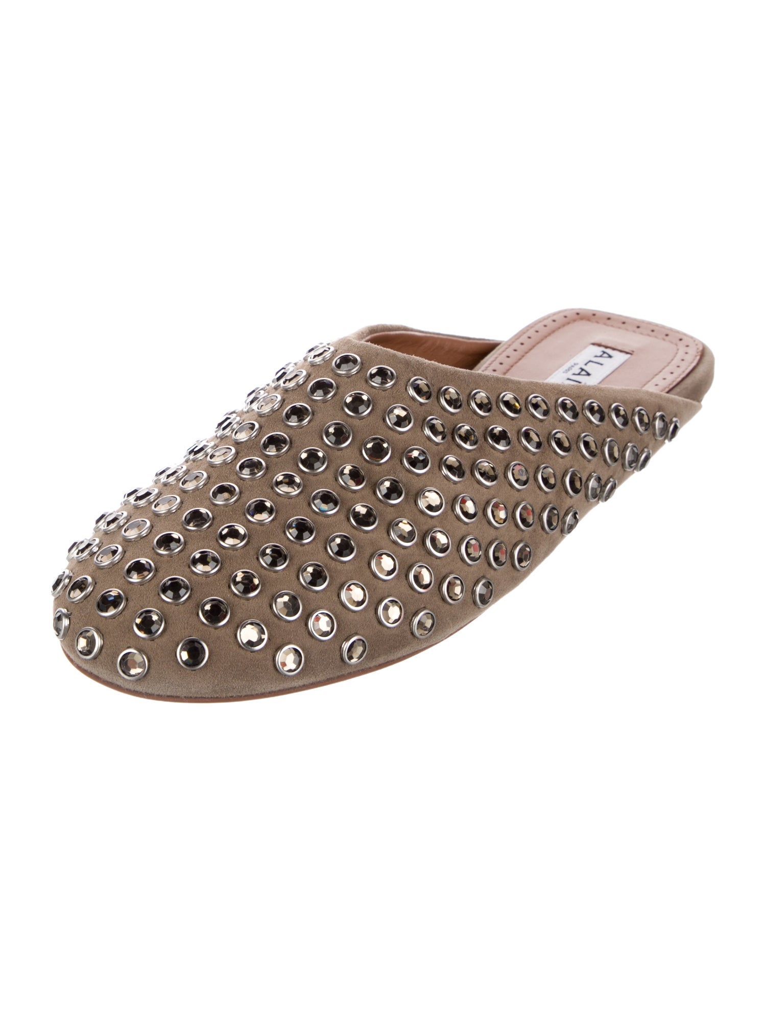 Alaïa Suede Crystal Embellishments Mules