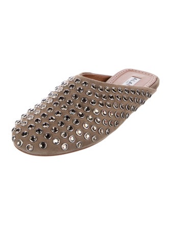 Alaïa Suede Crystal Embellishments Mules