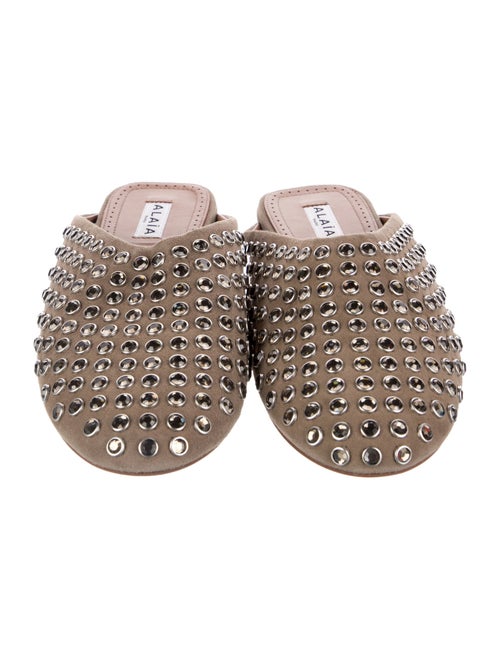 Alaïa Suede Crystal Embellishments Mules