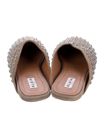Alaïa Suede Crystal Embellishments Mules