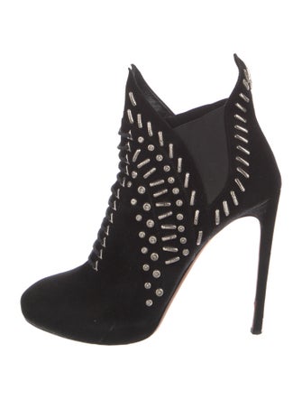 Alaïa Suede Studded Accents Lace-Up Boots