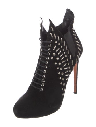 Alaïa Suede Studded Accents Lace-Up Boots
