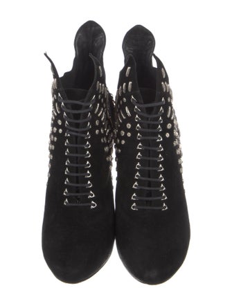 Alaïa Suede Studded Accents Lace-Up Boots
