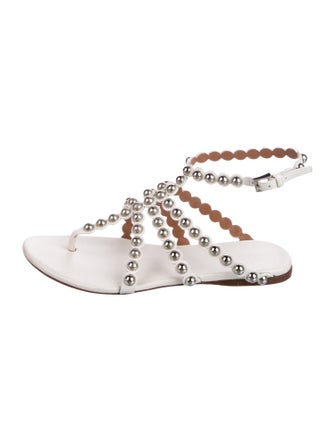 Alaïa Leather Polka Dot Print Gladiator Sandals