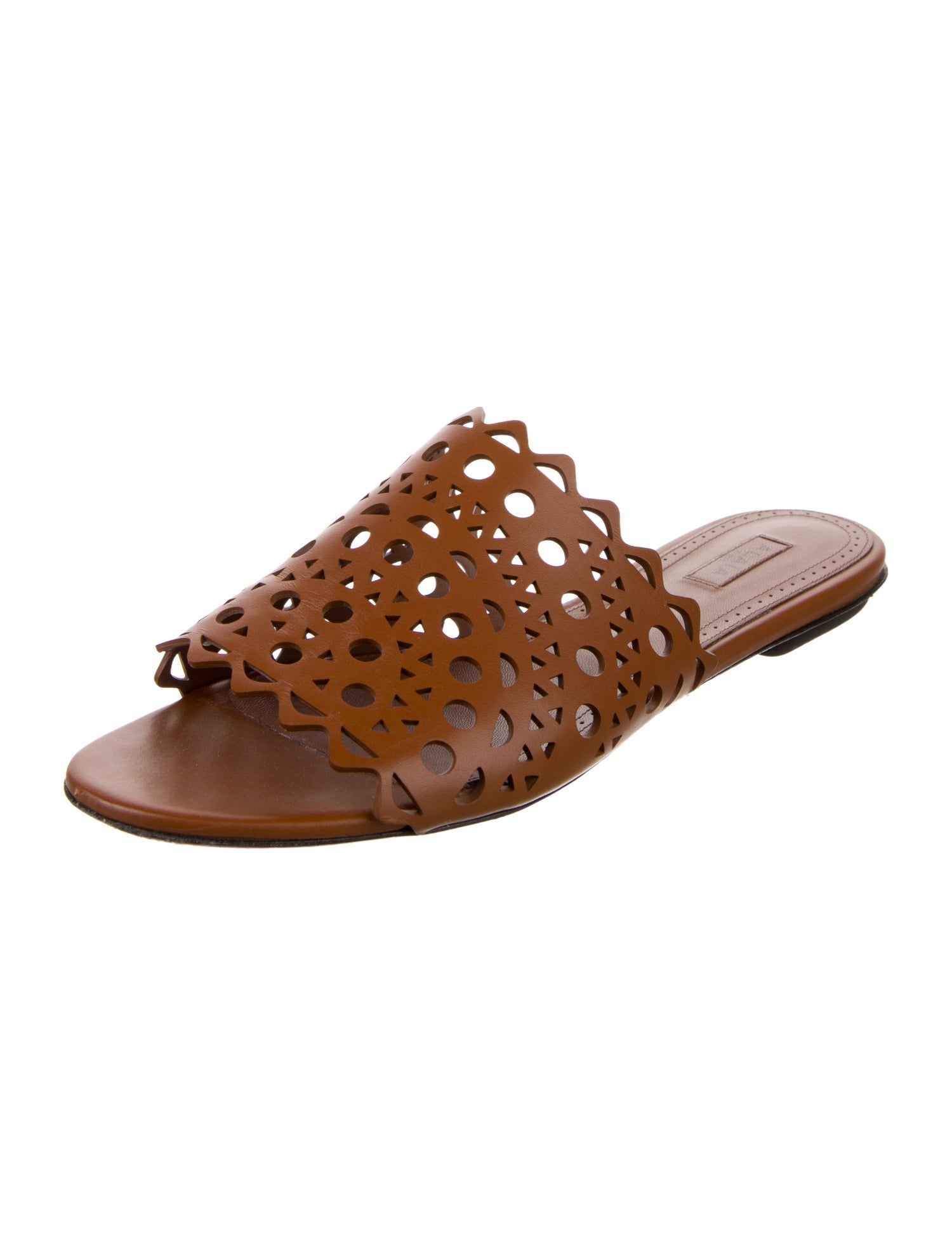 Alaïa Leather Lasercut Accents Slides