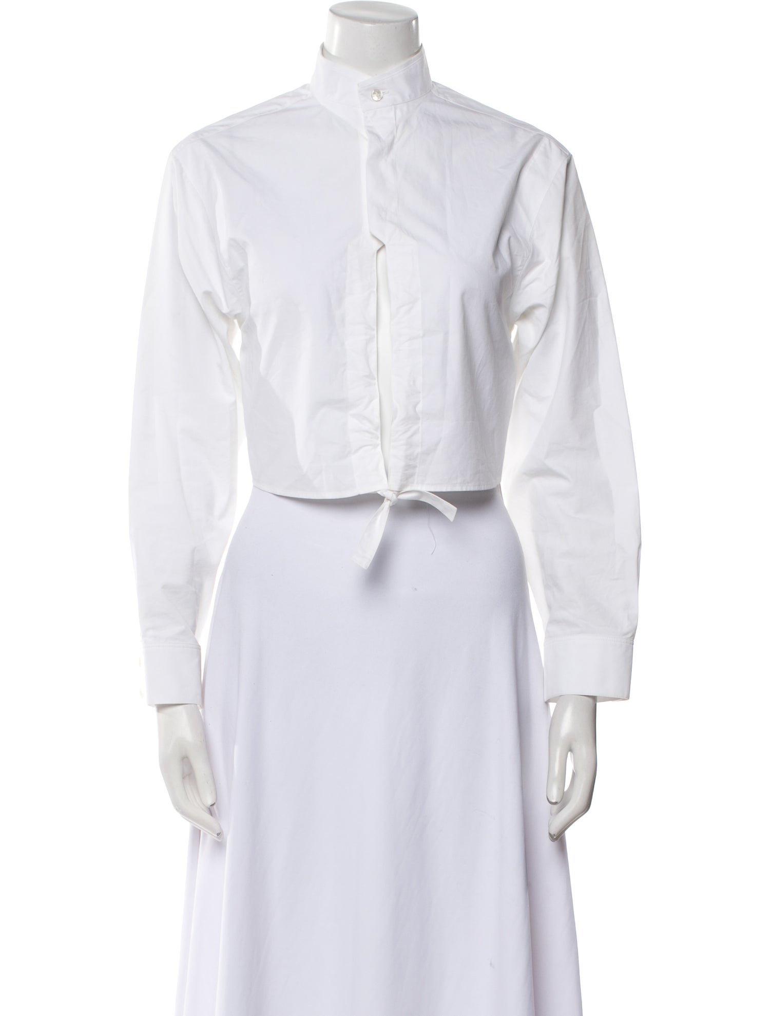 Alaïa Mock Neck Long Sleeve Crop Top