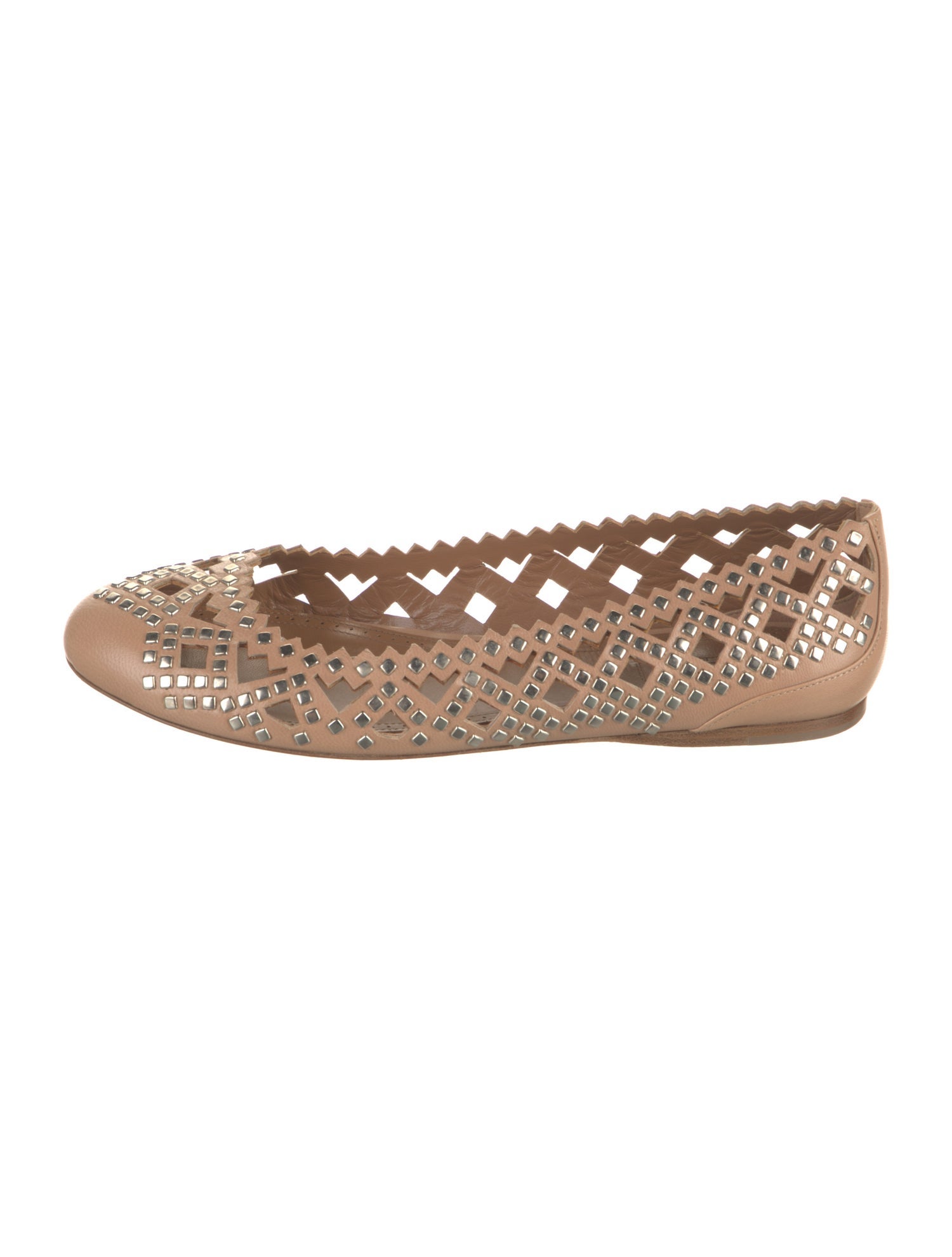 Alaïa Leather Studded Accents Ballet Flats