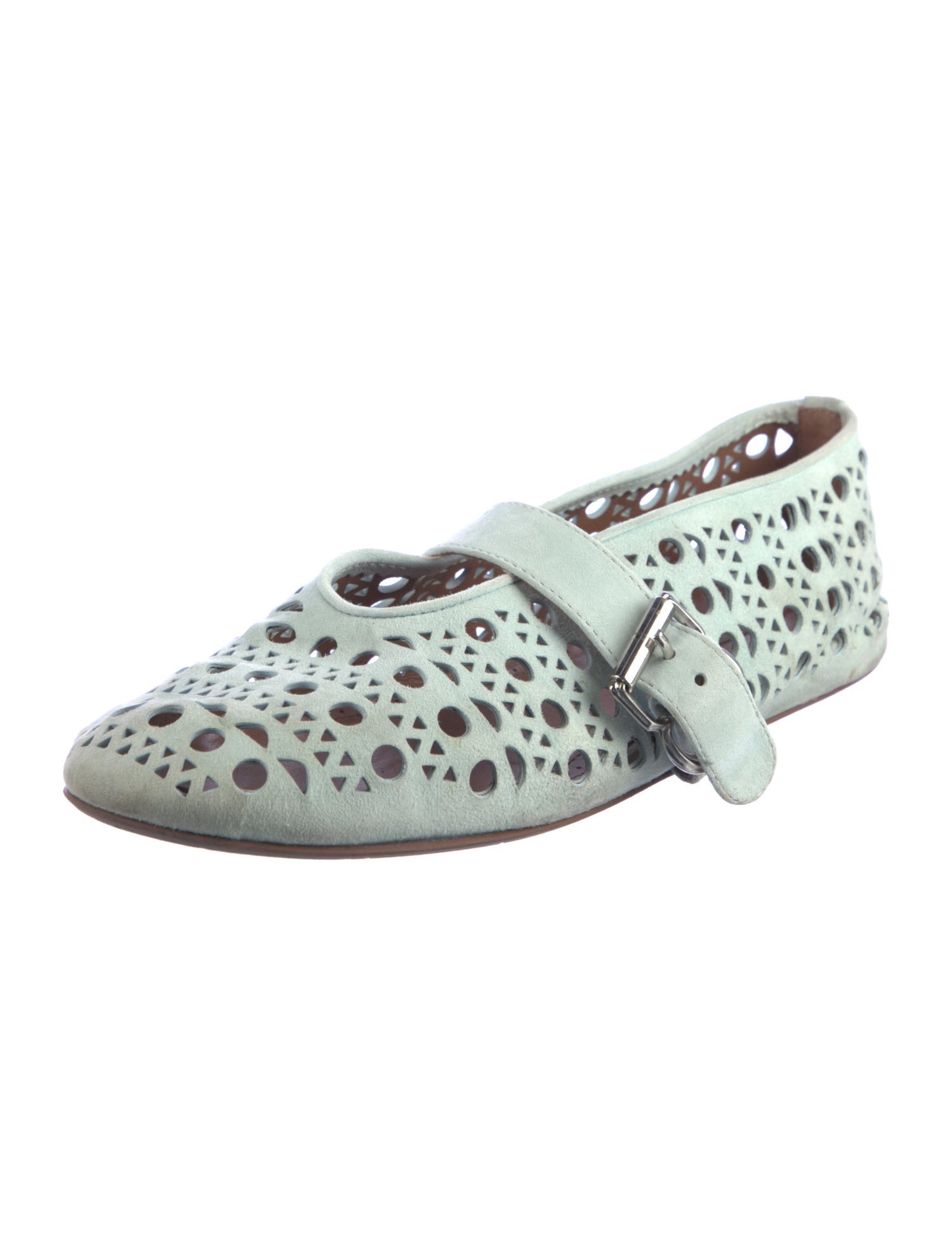 Alaïa Leather Patterned Mary Jane Flats