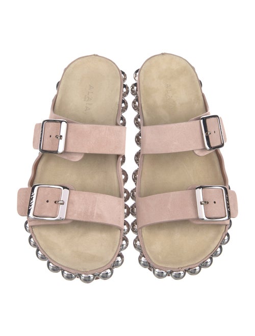 Alaïa Suede Studded Accents Slides