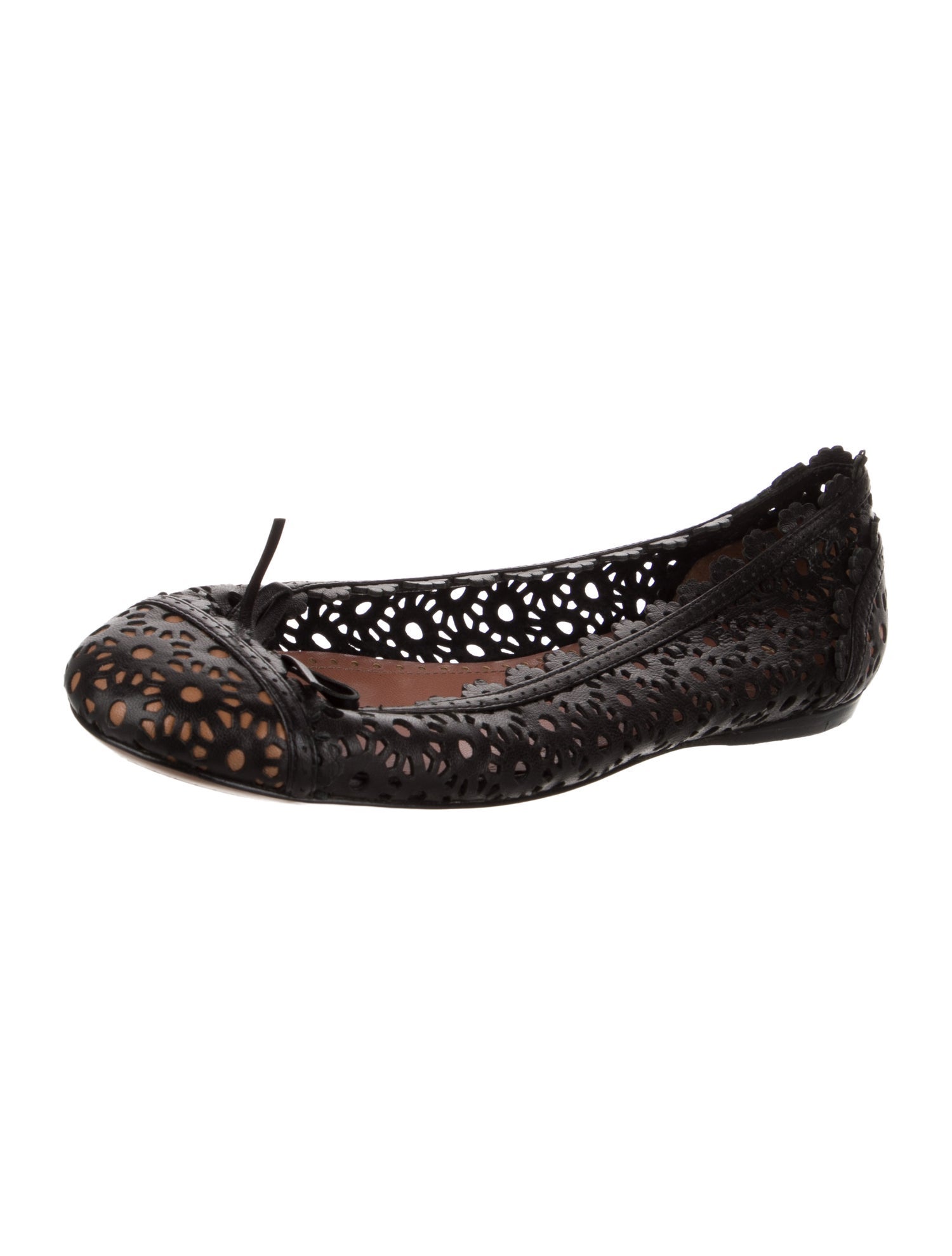 Alaïa Leather Lasercut Accents Ballet Flats