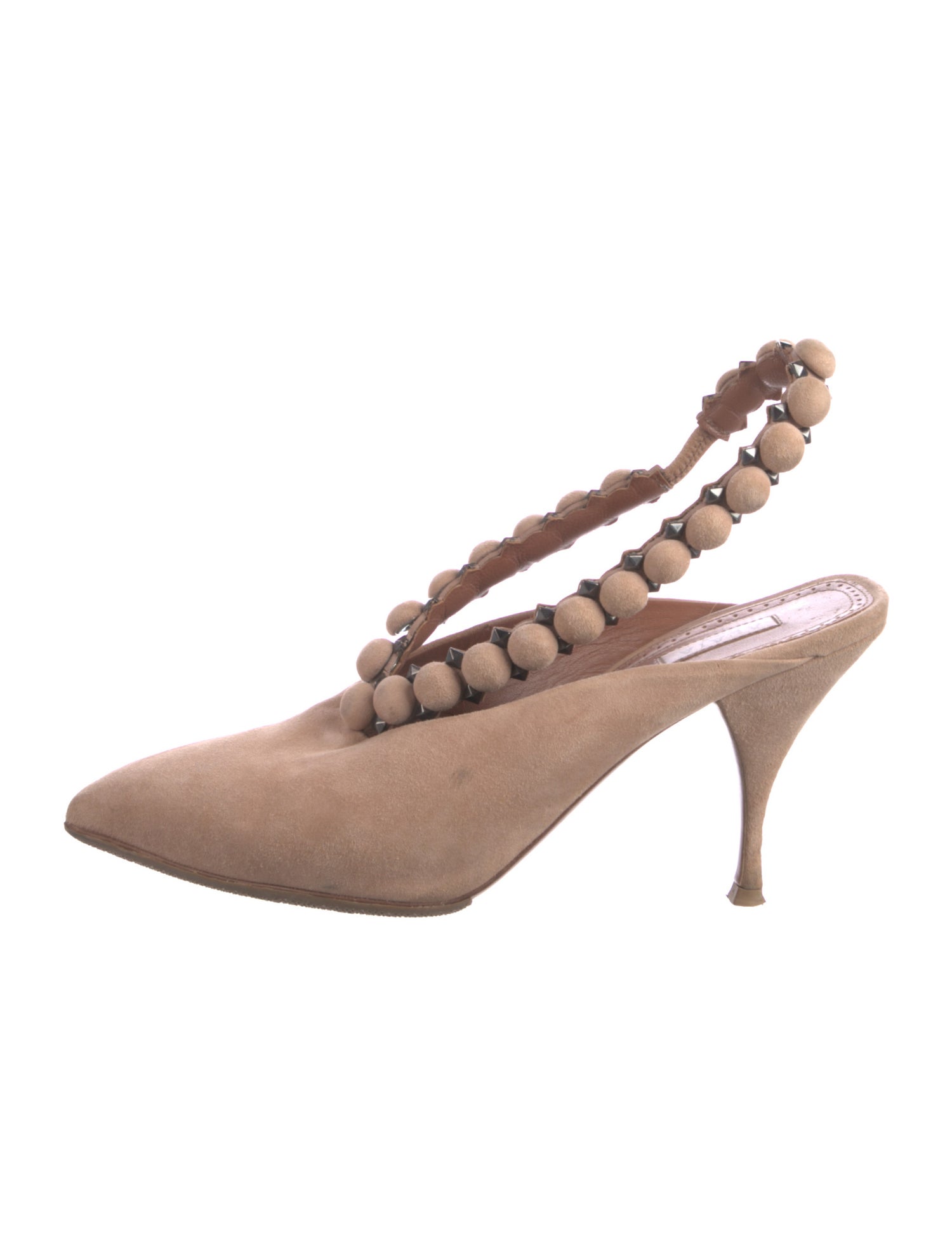 Alaïa Suede Studded Accents Slingback Pumps