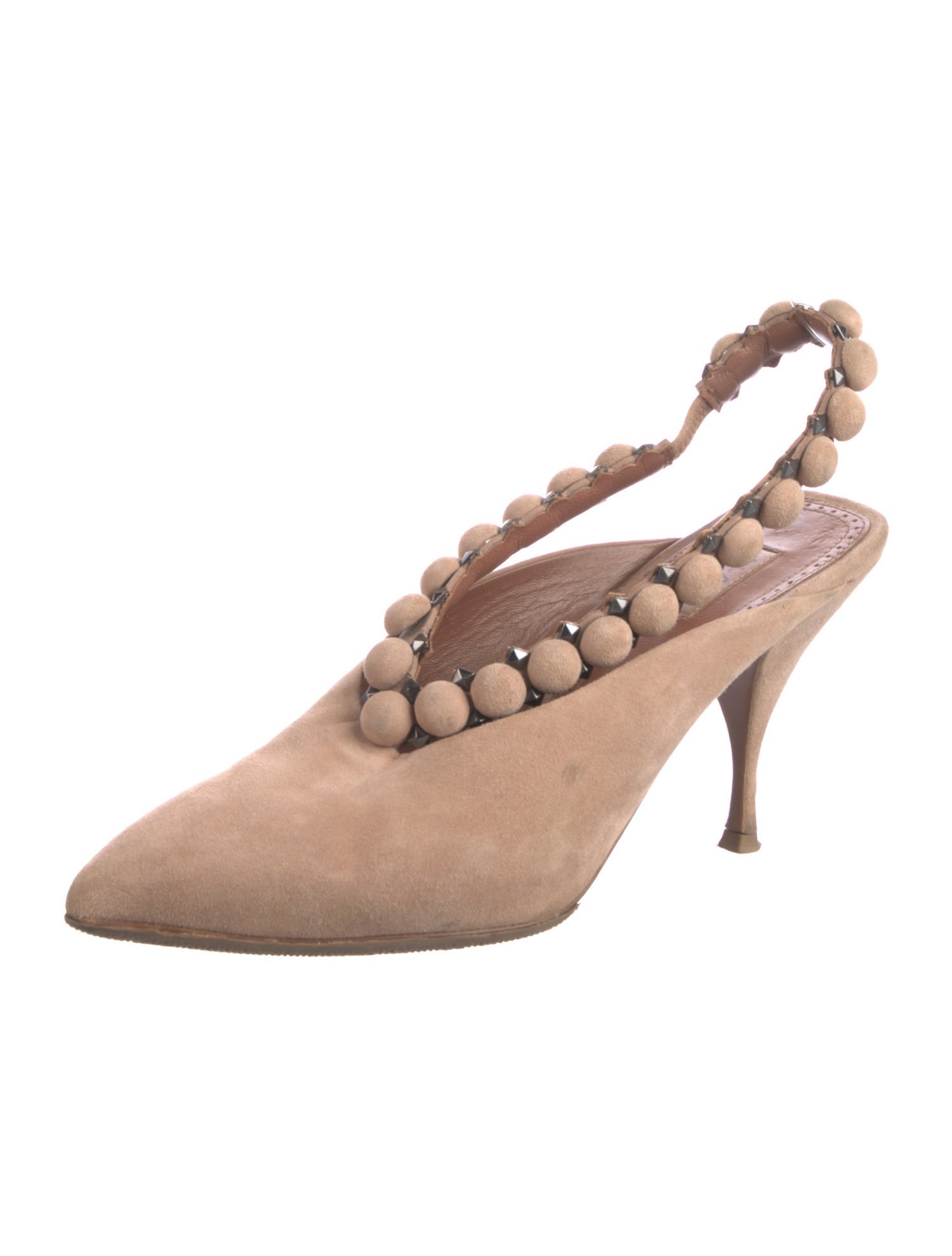 Alaïa Suede Studded Accents Slingback Pumps
