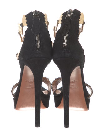 Alaïa Suede Colorblock Pattern Sandals