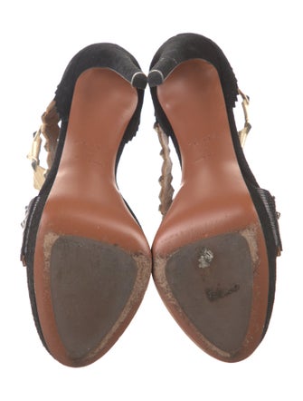 Alaïa Suede Colorblock Pattern Sandals