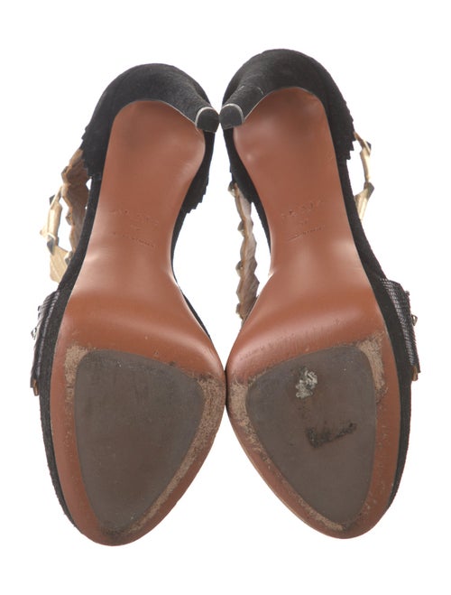 Alaïa Suede Colorblock Pattern Sandals