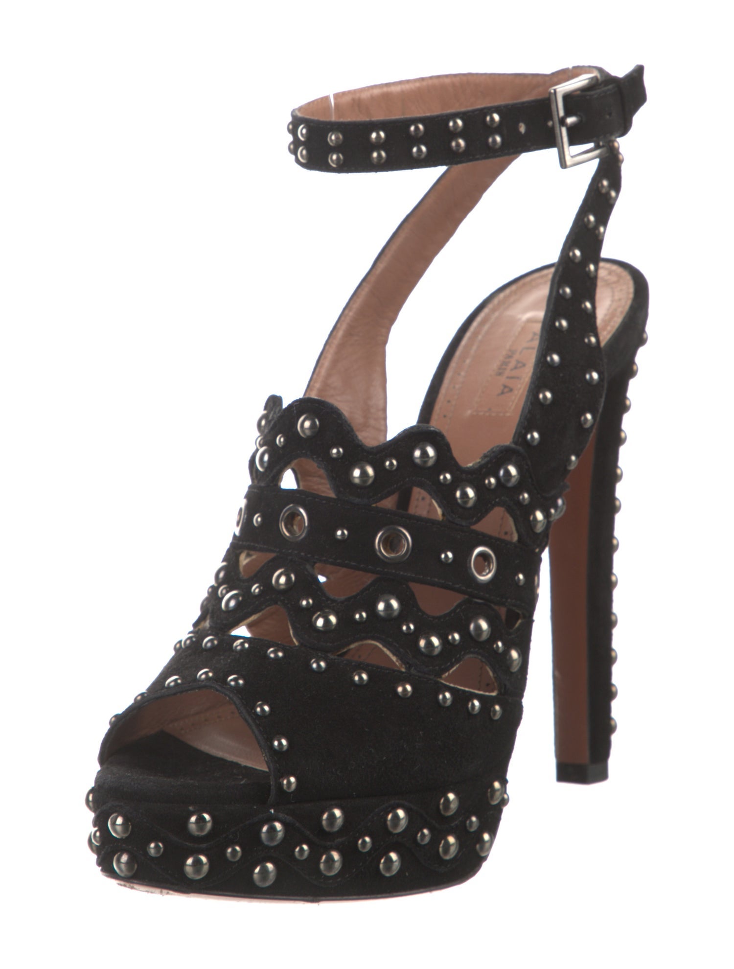 Alaïa Suede Studded Accents Slingback Pumps