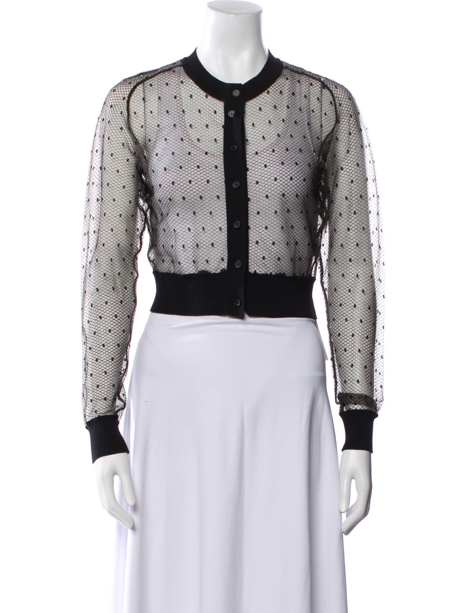 Alaïa Mesh Lace Pattern Bomber Jacket