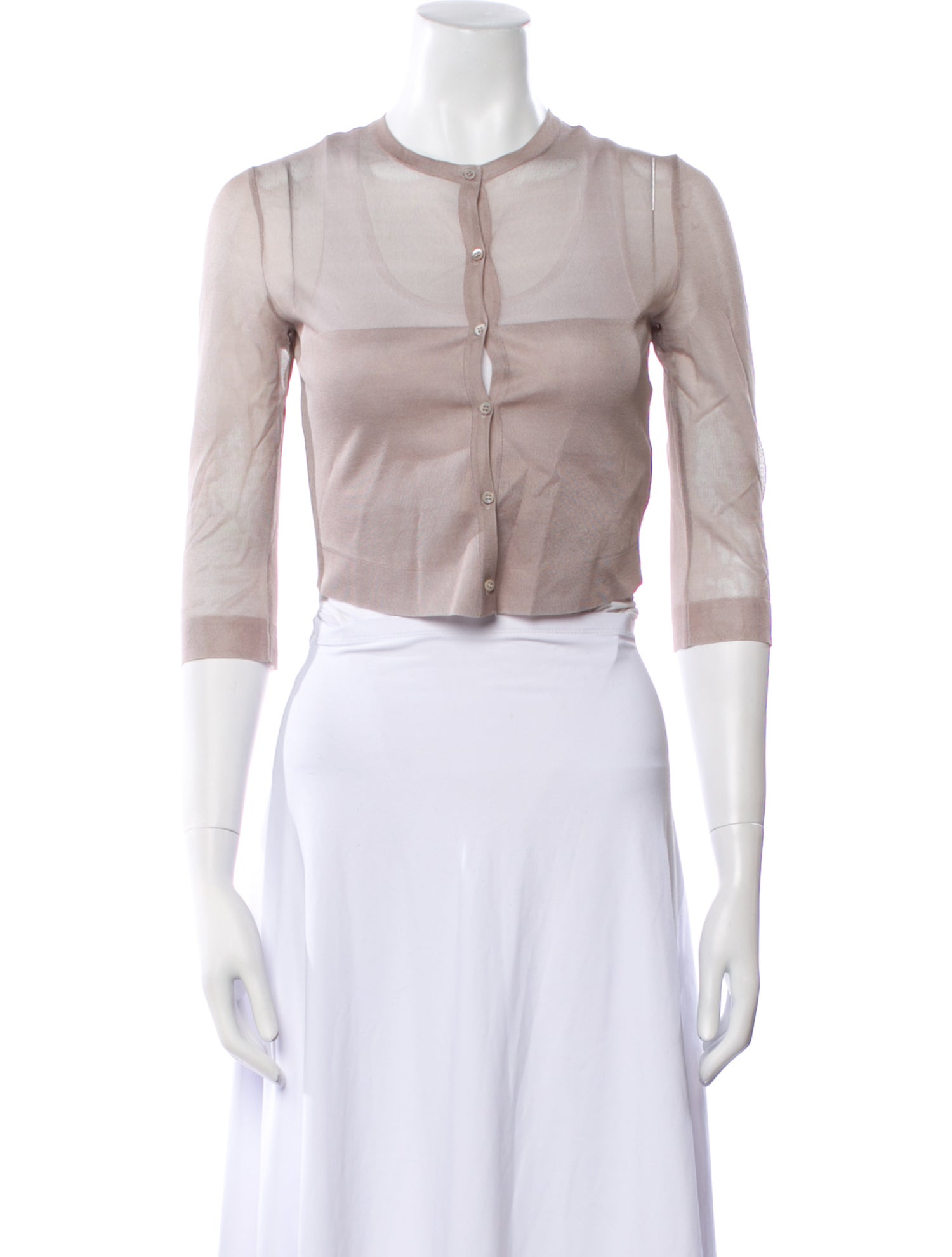 Alaïa Silk Crew Neck Crop Top