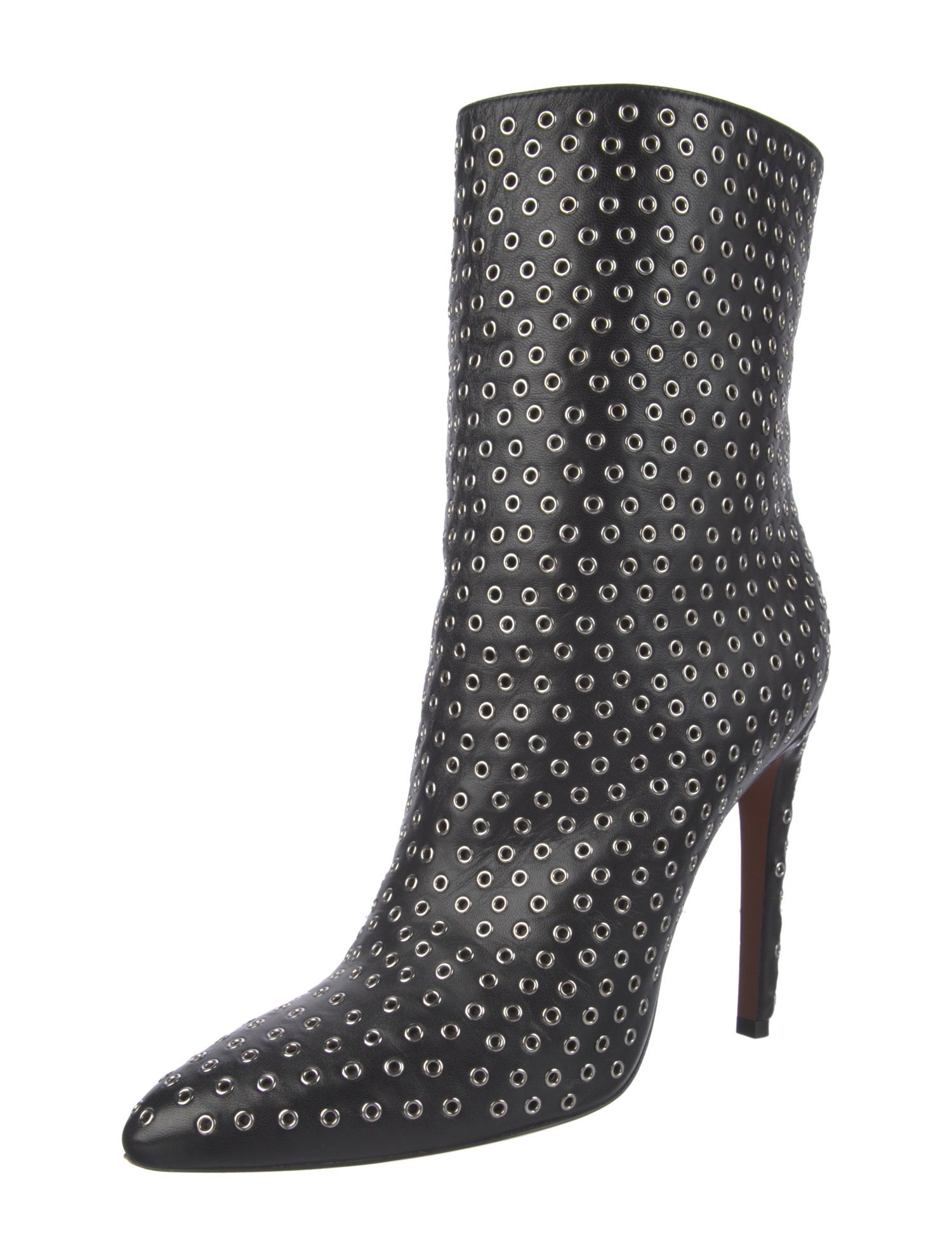 Alaïa Leather Eyelet Trim Boots