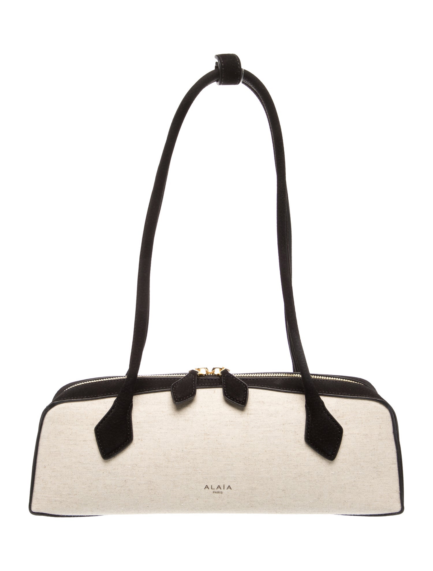 Alaïa Canvas ALAÏA Le Teckel leather-trimmed canvas clutch Medium