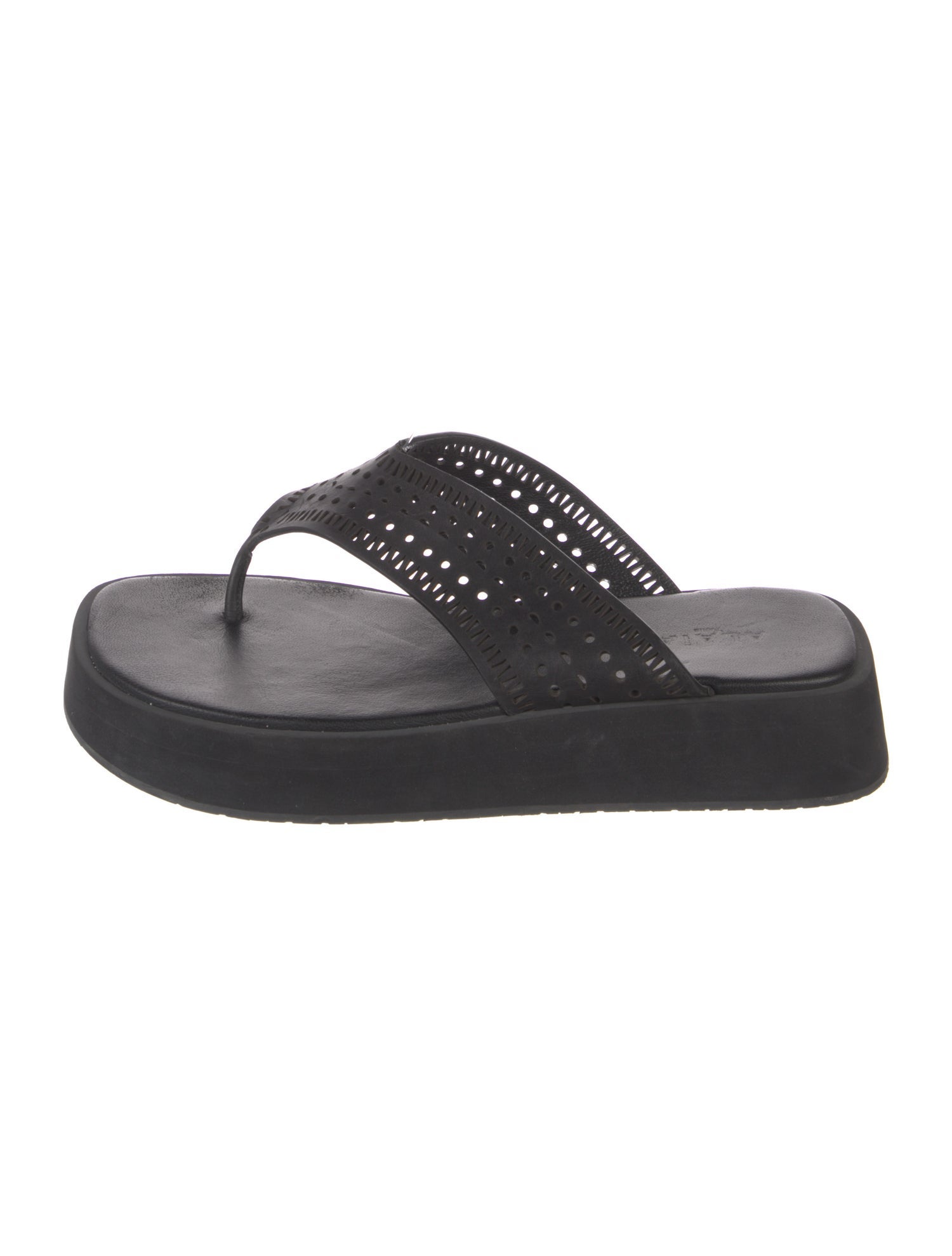 Alaïa Leather Lasercut Accents Flip Flops