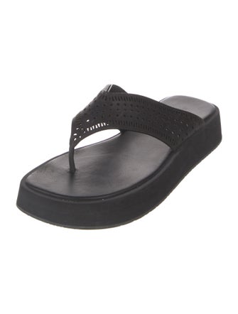 Alaïa Leather Lasercut Accents Flip Flops