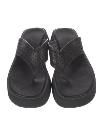 Alaïa Leather Lasercut Accents Flip Flops
