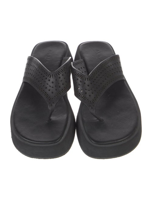 Alaïa Leather Lasercut Accents Flip Flops